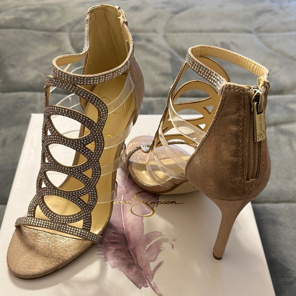 Elegant Rose Gold/ Clear Heels